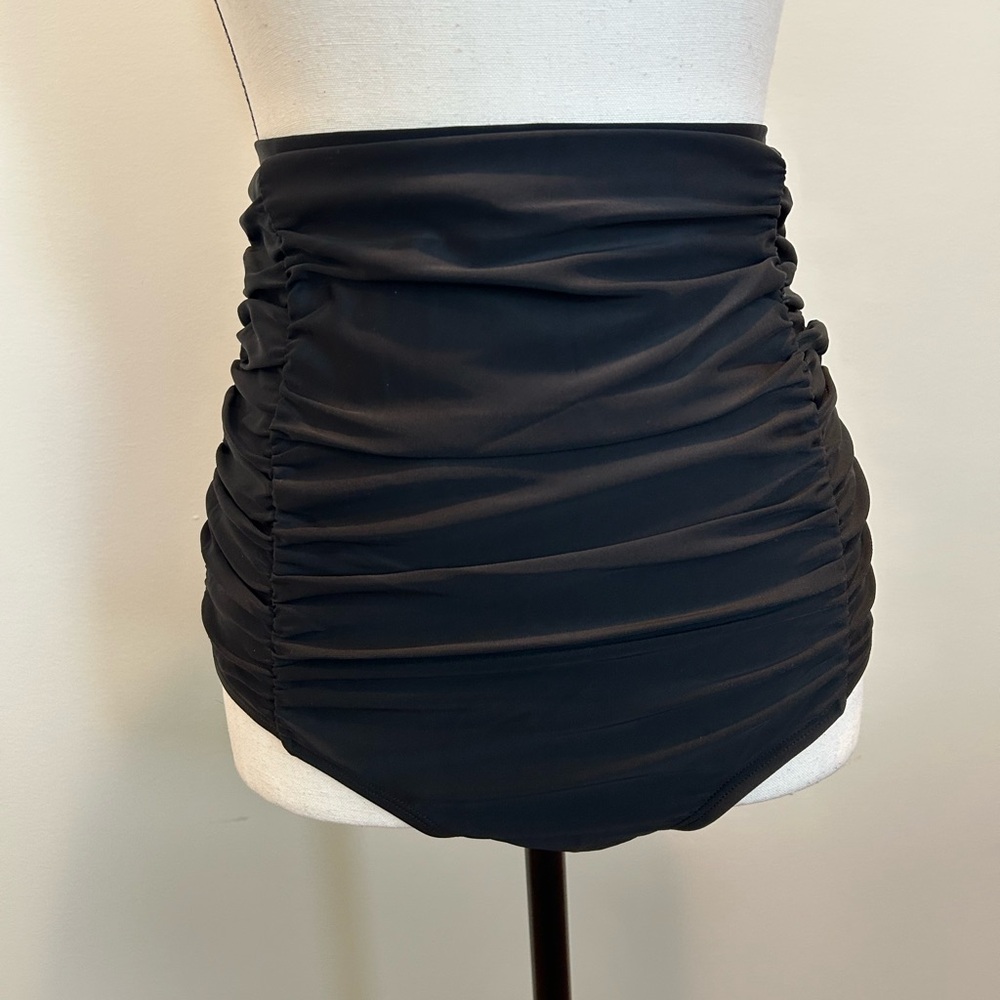 High-Waist Black Ruched Swim bottom #183